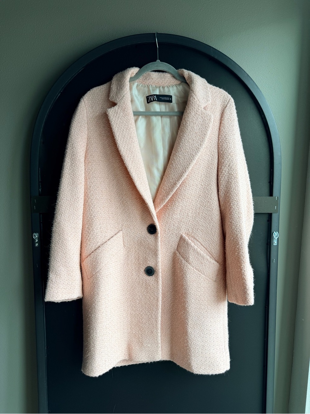 ZARA Blush Pink Bouclé Single-Breasted Coat